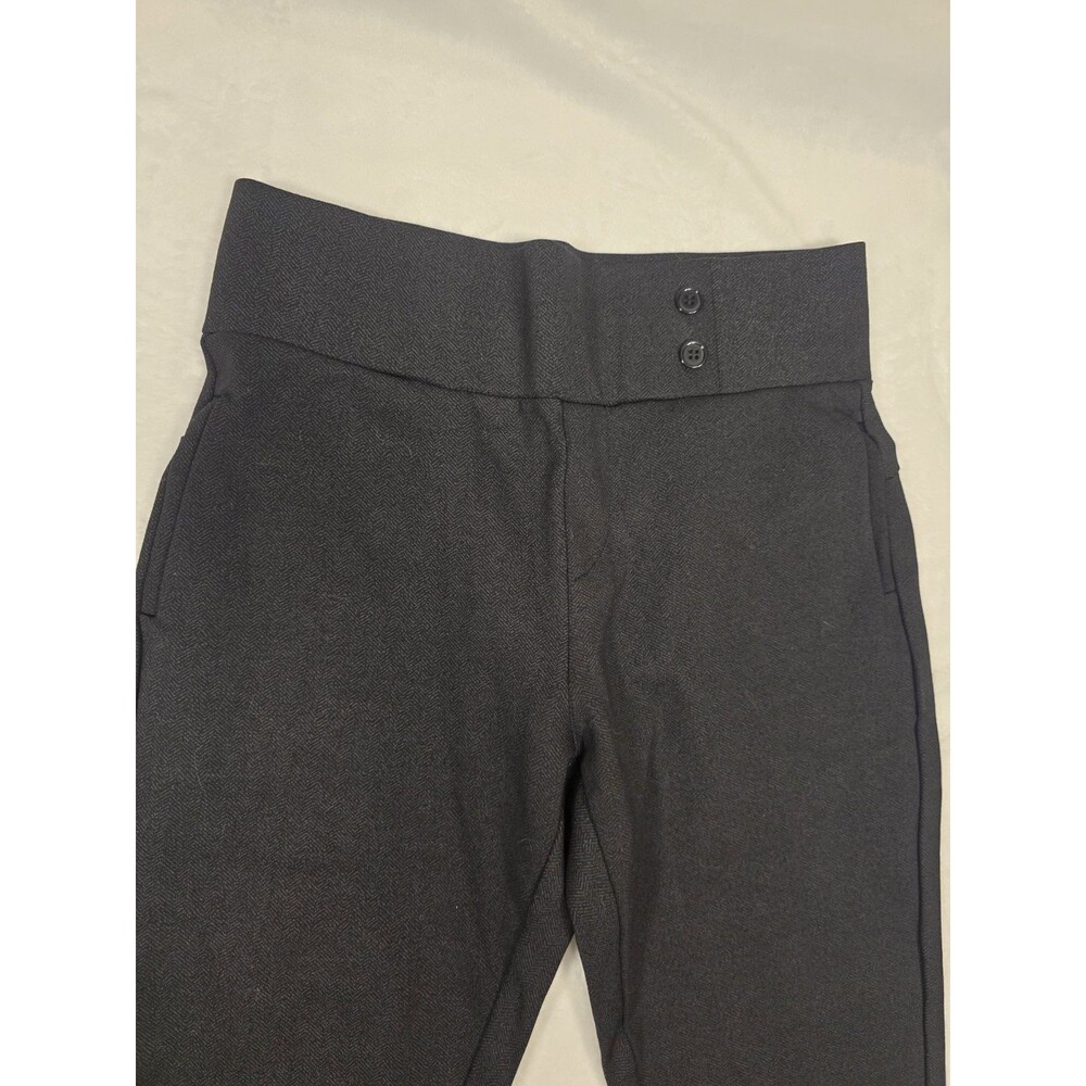 Conceited Black Dress Pants Button Flat Front Tapered Leg Solid Women - Picture 3 of 10